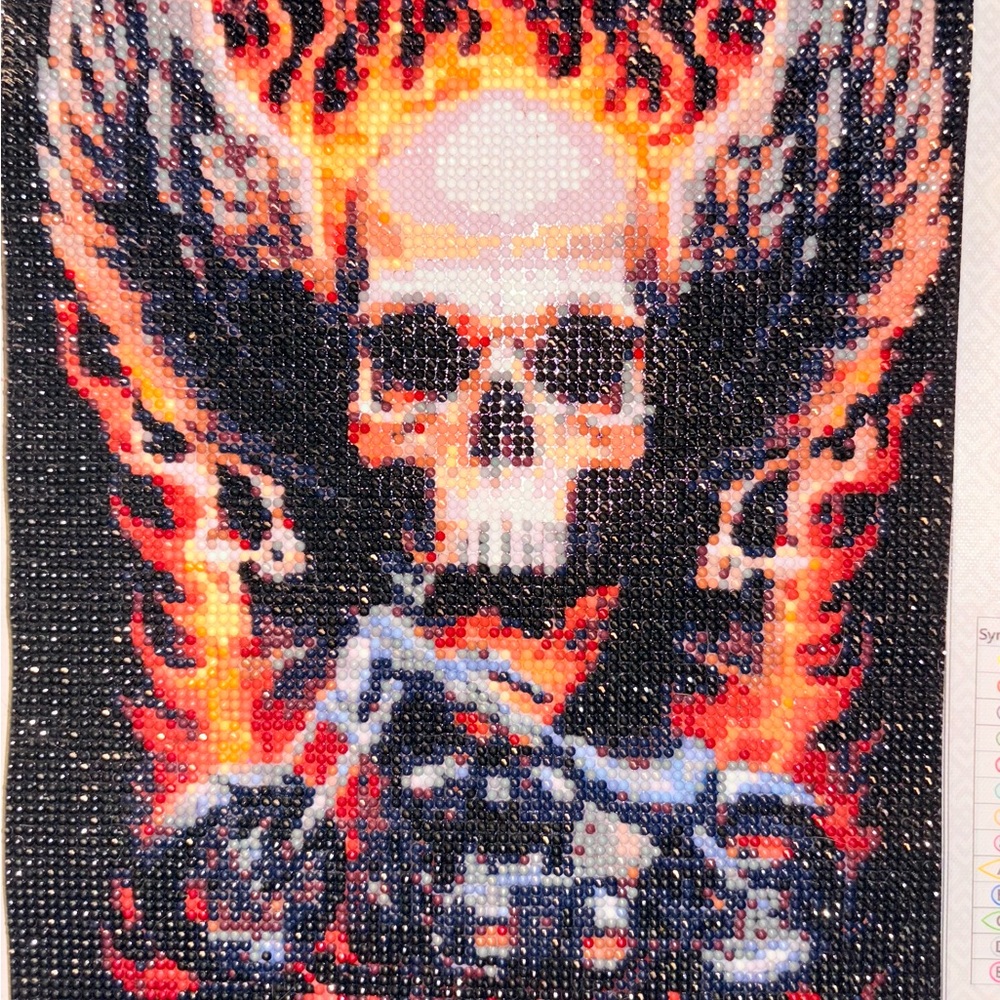Flaming Skull and Wings Wall Art